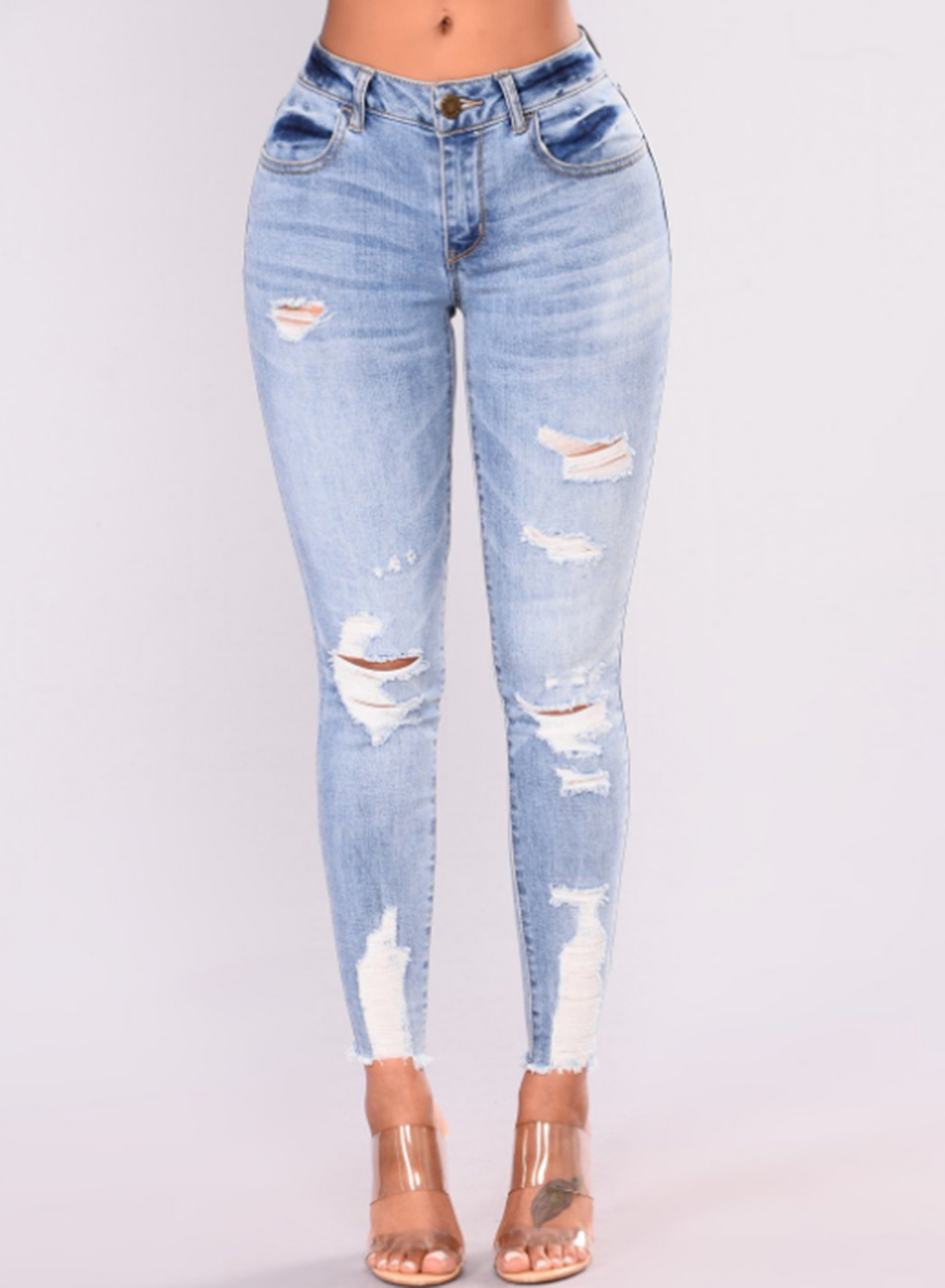 faded blue ripped jeans