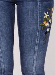 Casual Emnroidered Irregular High Waist Slim Fit Skinny Jeans