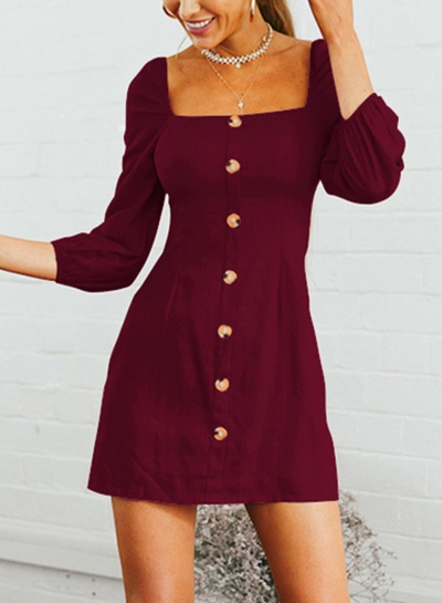 burgundy button up dress