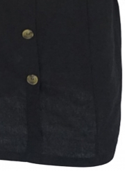 Black Casual Square Neck 3/4 Sleeve Solid Color Button Down Mini Dress