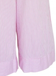 Pink Striped Spaghetti Strap Round Neck Backless Wide Leg Jumpsuit