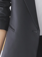 Women's Solid Long Sleeve One Button Blazer