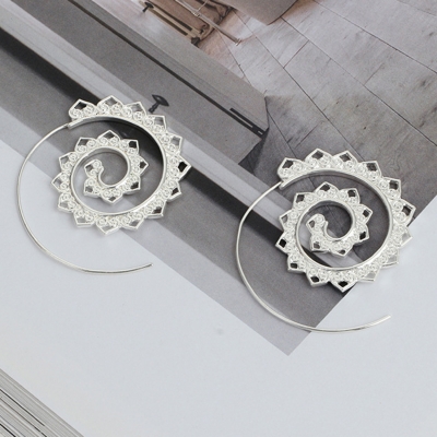 Casual Alloy Oval Circle Helical Vintage Earrings STYLESIMO.com