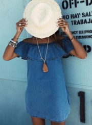 Sexy Flounce Off Shoulder Denim Dress